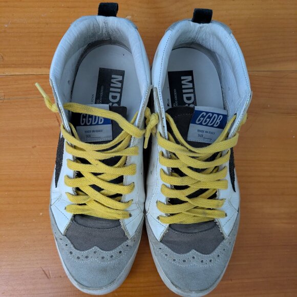 Golden Goose Deluxe Brand White with Gray Mid-star Sneakers - Picture 1 of 4